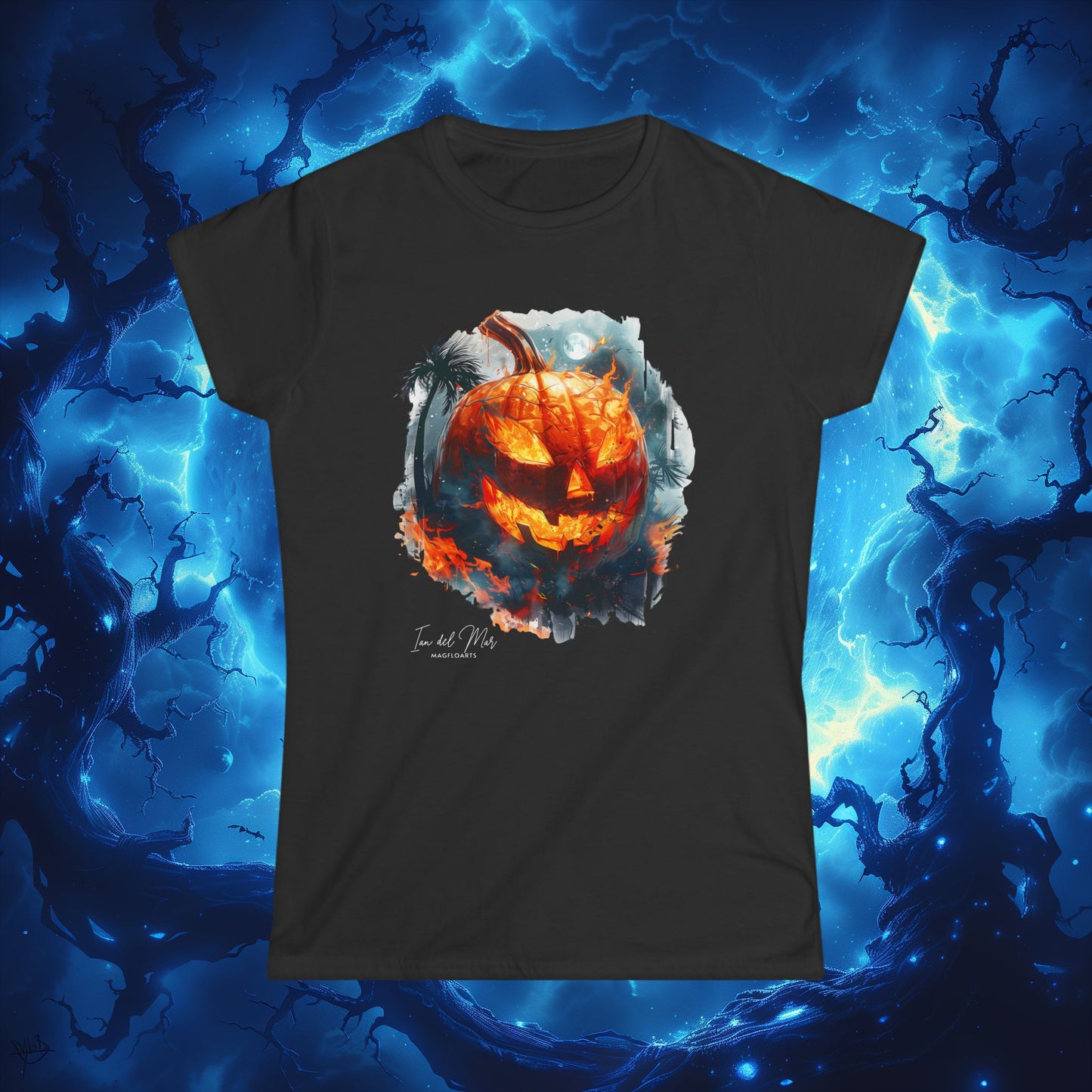 Tropical Palm Nightmare Pumpkin Head T-Shirt - Halloween