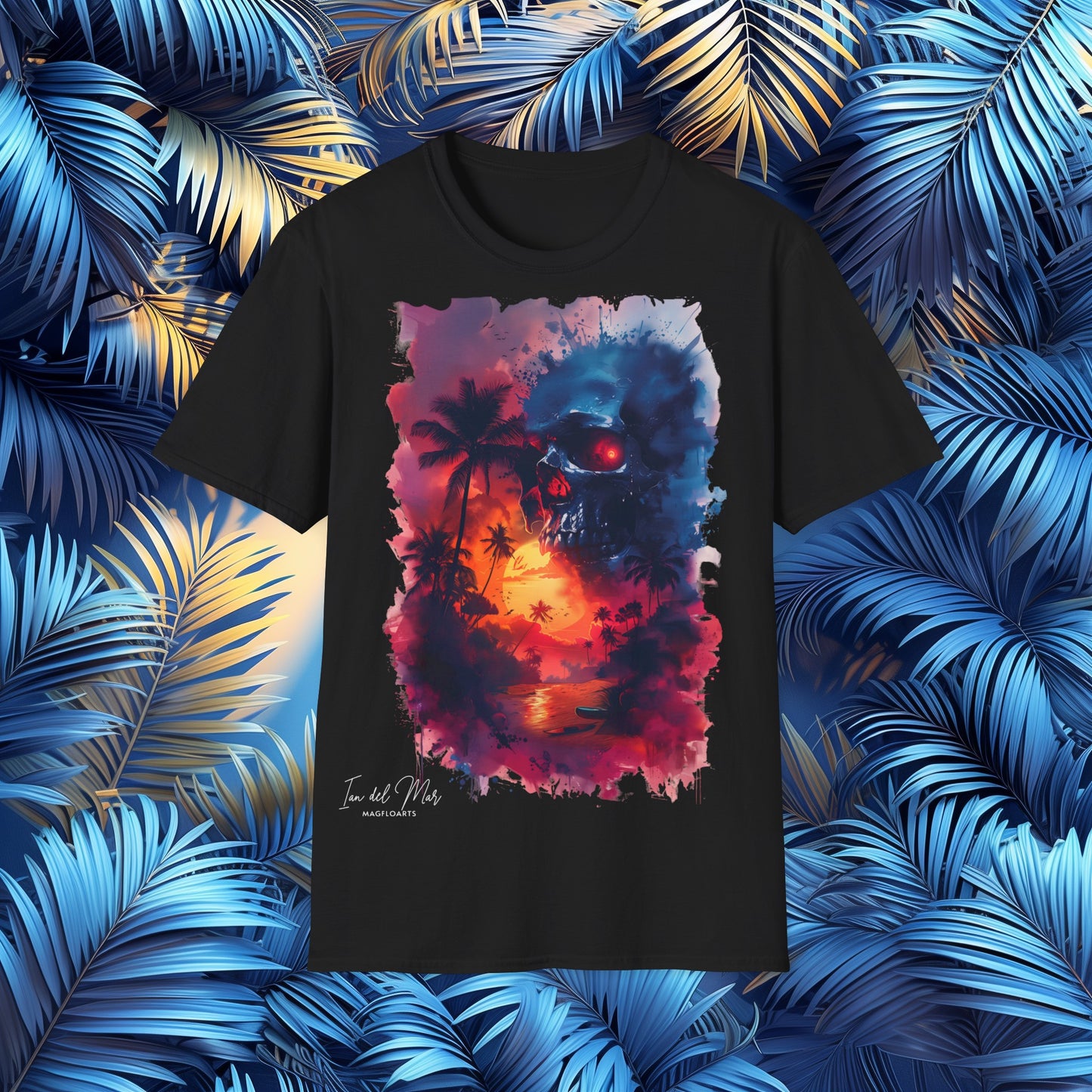 Skull Palm Palm Twilight T-Shirt – Beach Paradise