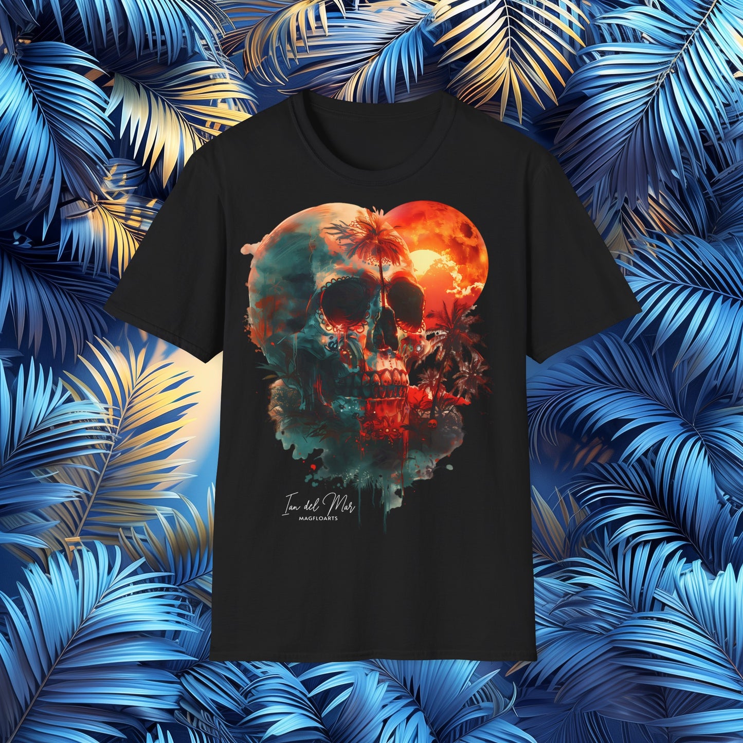 Sugar Skull Coral Ghost T-Shirt - Day of the Dead & Dia de los Muertos