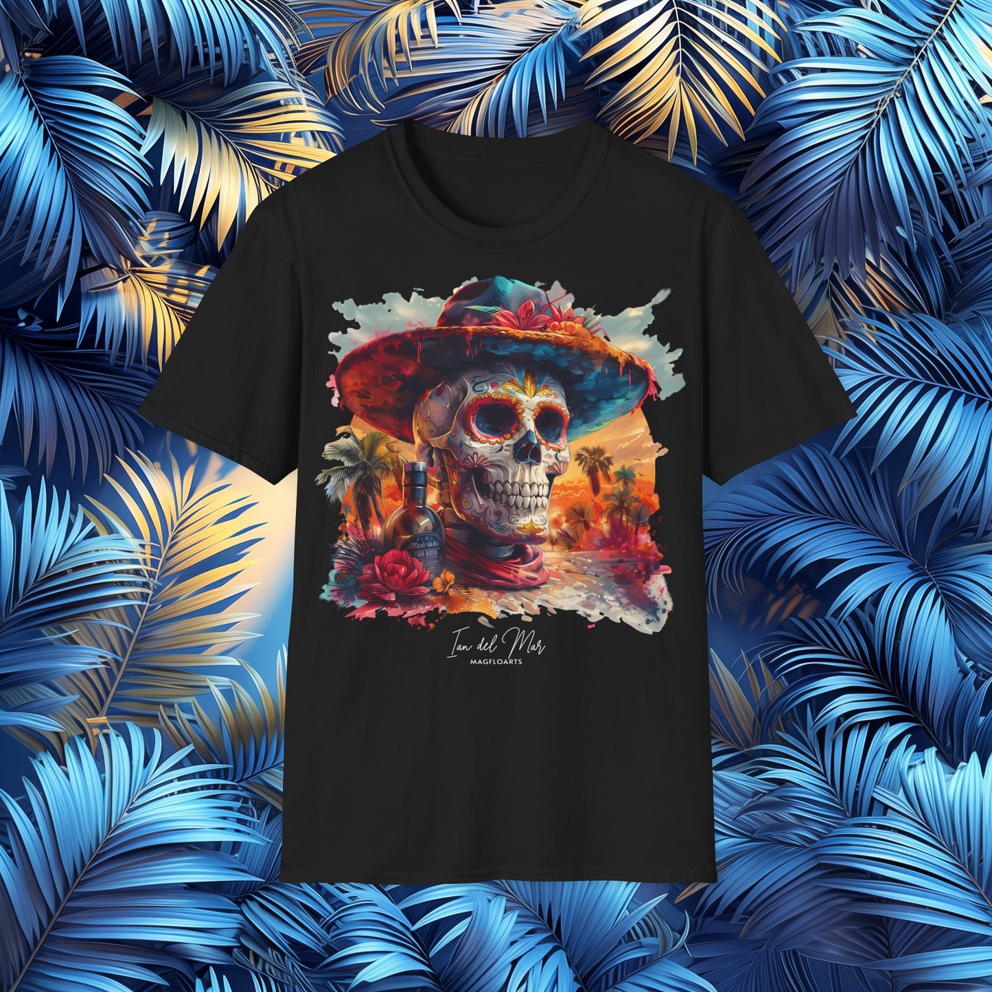 Sugar Skull Sunset Specter T-Shirt - Day of the Dead & Dia de los Muertos