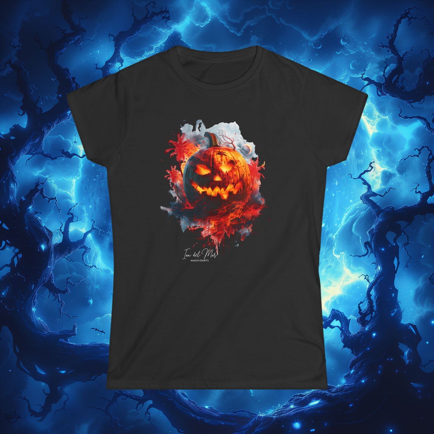Flame Palm Pumpkin Head T-Shirt - Halloween