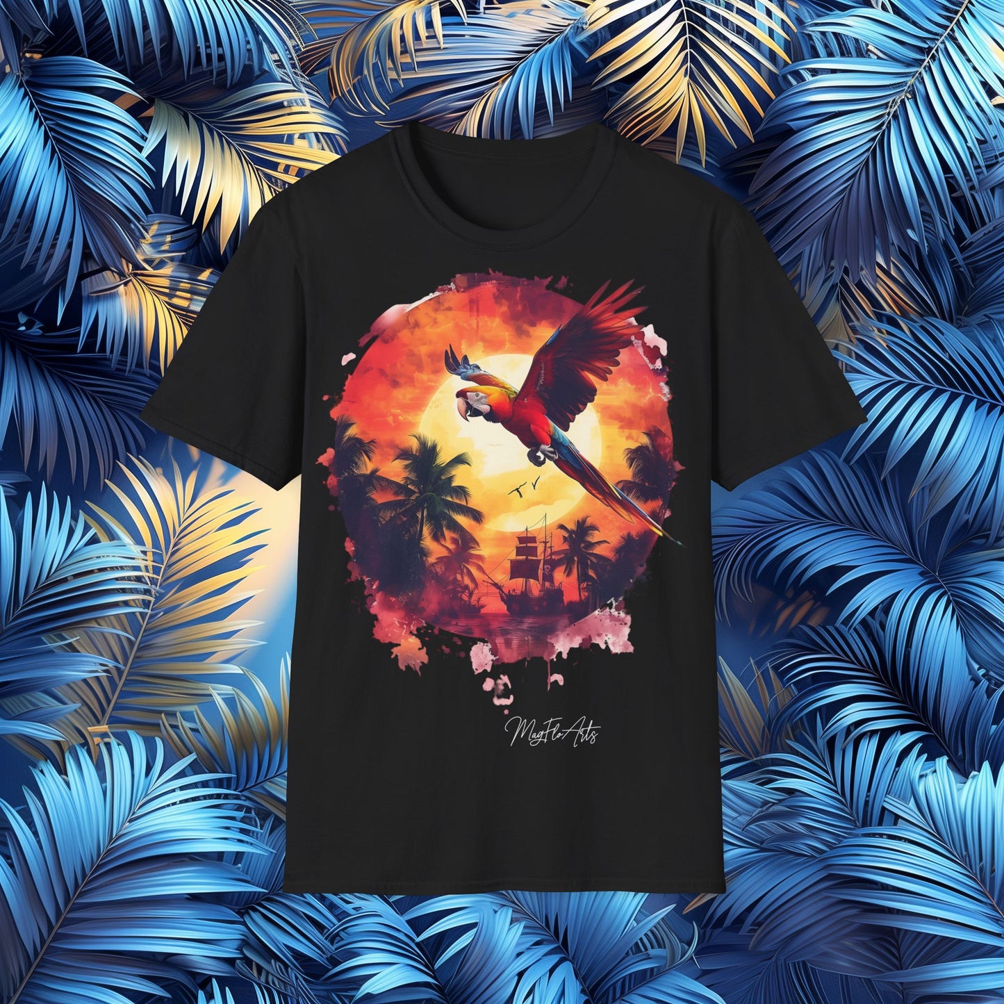 Sunset Flight T-Shirt – Parrots Pirates Caribbean