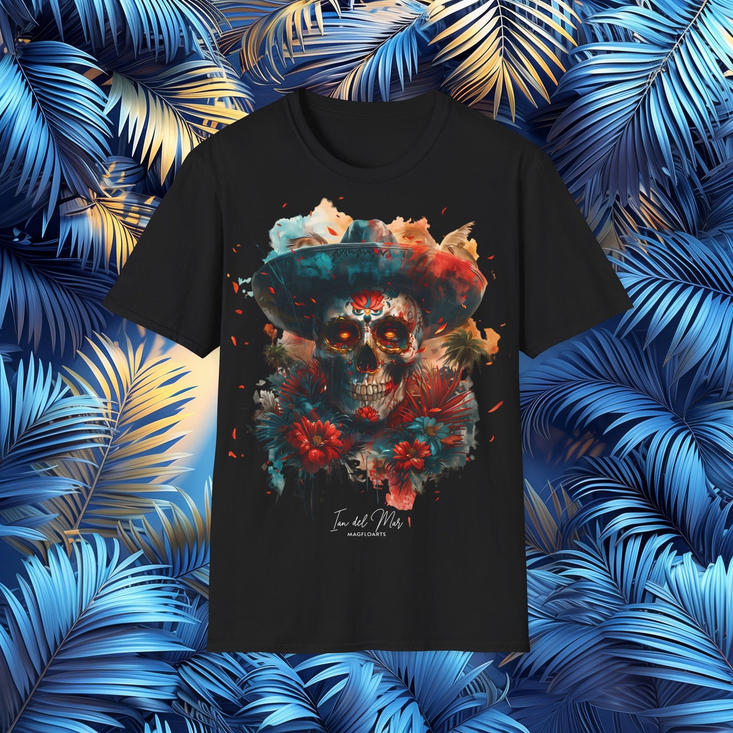 Sugar Skull Floral Fiesta T-Shirt - Day of the Dead & Dia de los Muertos