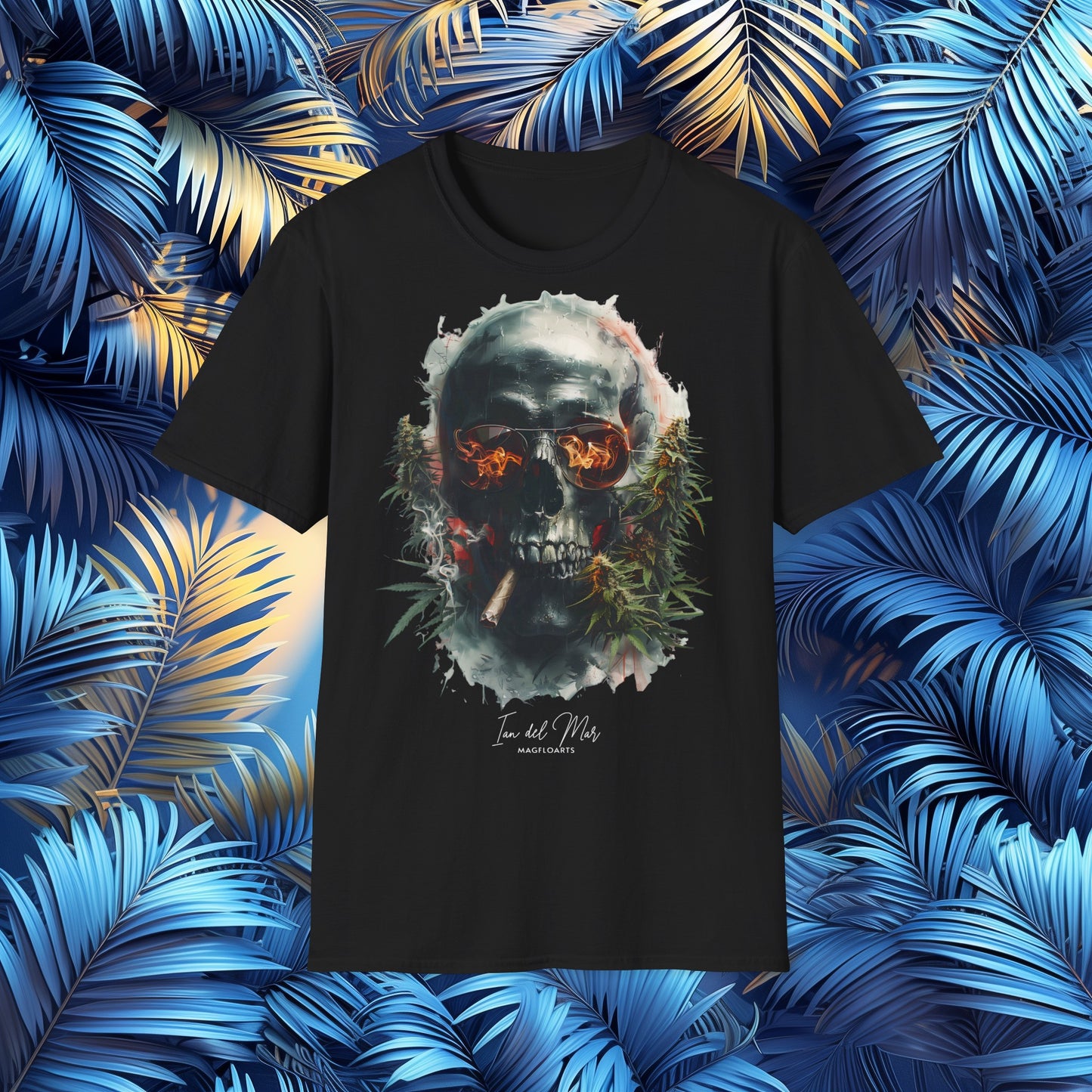 Skull Weed Fiery Gaze T-Shirt - Pot Hemp Cannabis