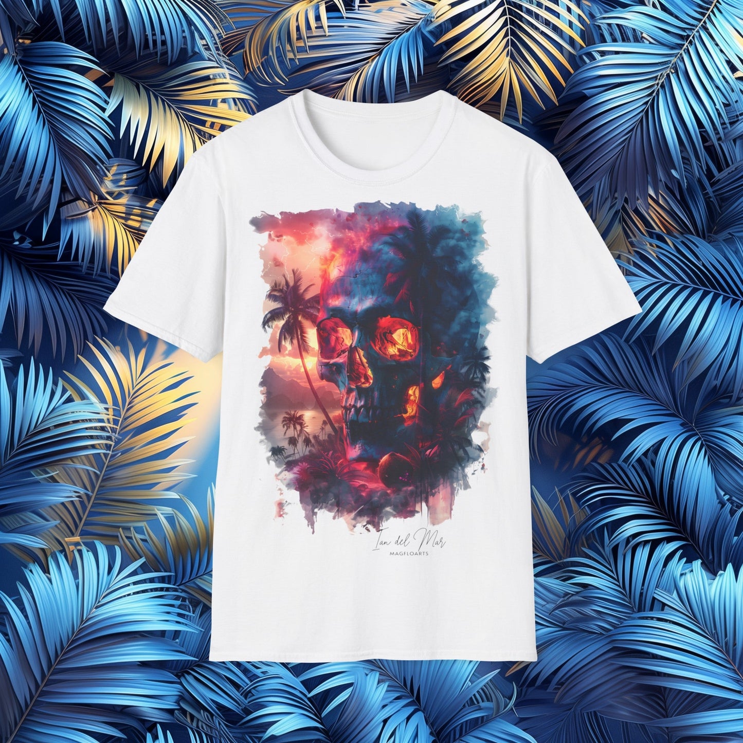Camiseta Skull Palm Island Inferno - Beach Paradise