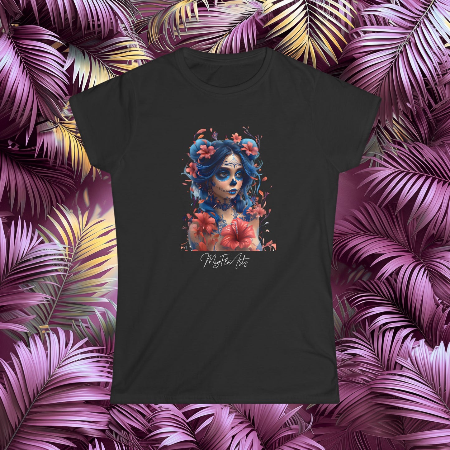 La Catrina Blue T-Shirt - Day of the Dead & Dia de los Muertos