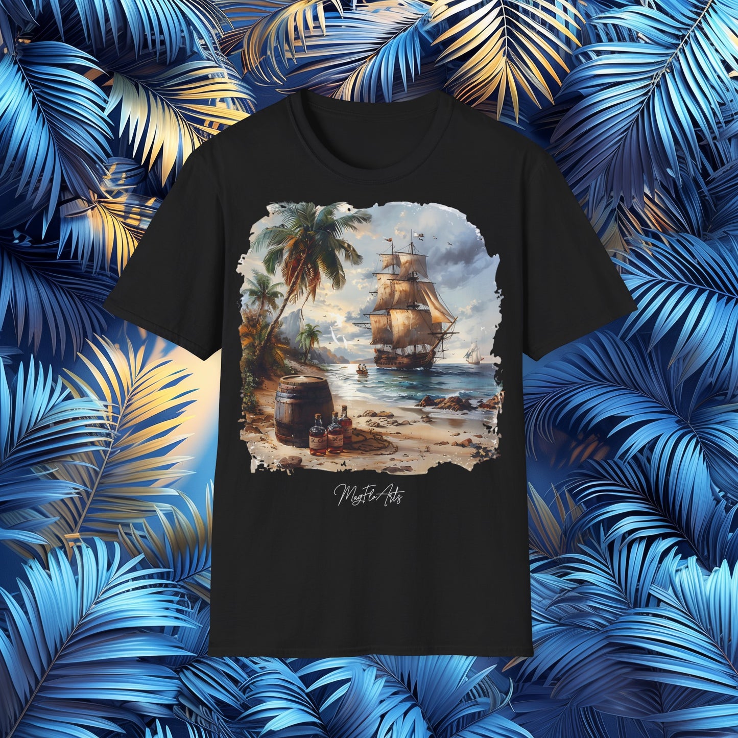 Maritime Treasure T-Shirt - Parrots Pirates Caribbean