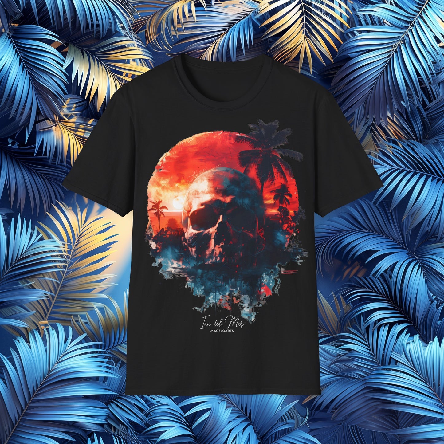 Skull Palm Crimson Reflection T-Shirt – Beach Paradise