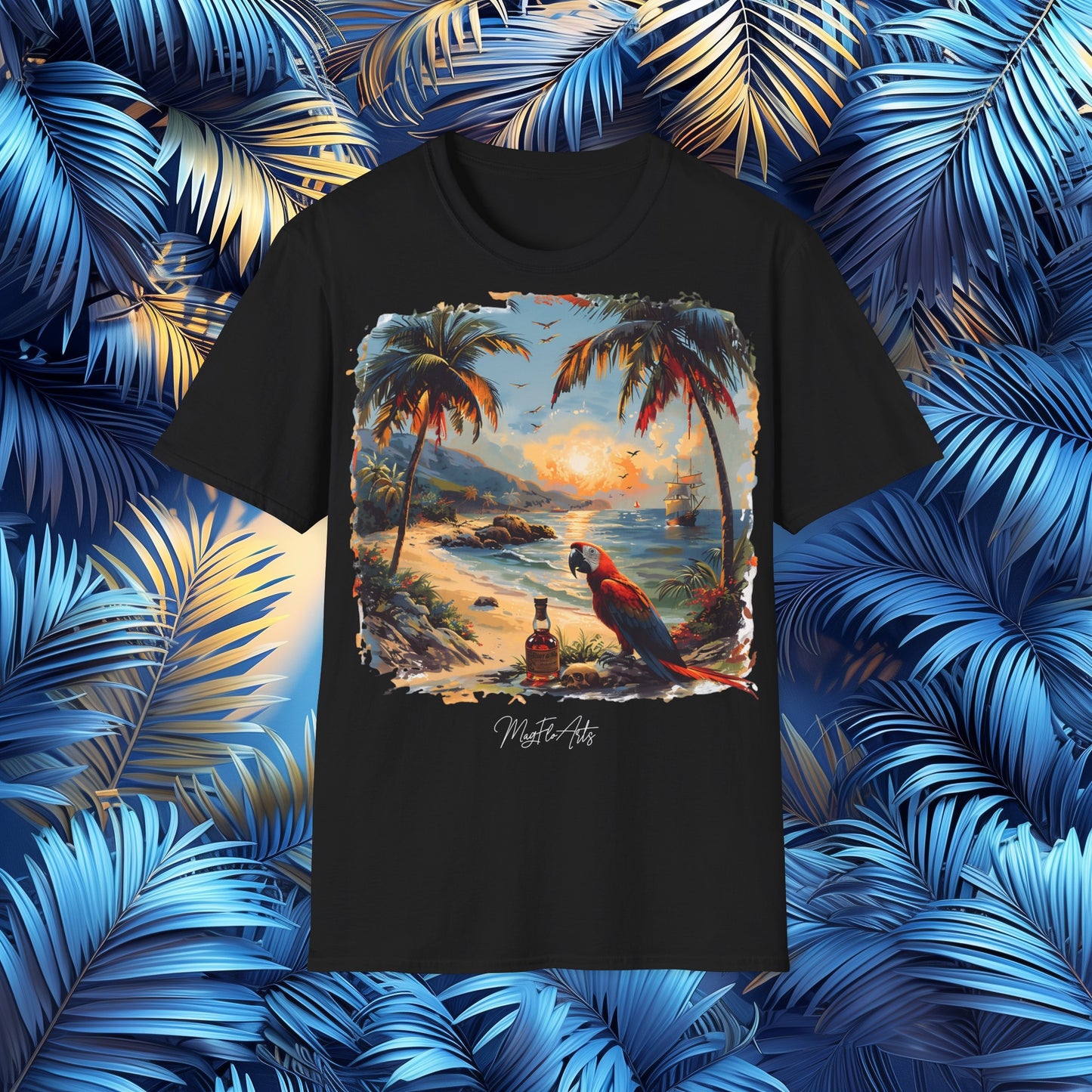 Treasure Island Twilight T-Shirt – Parrots Pirates Caribbean