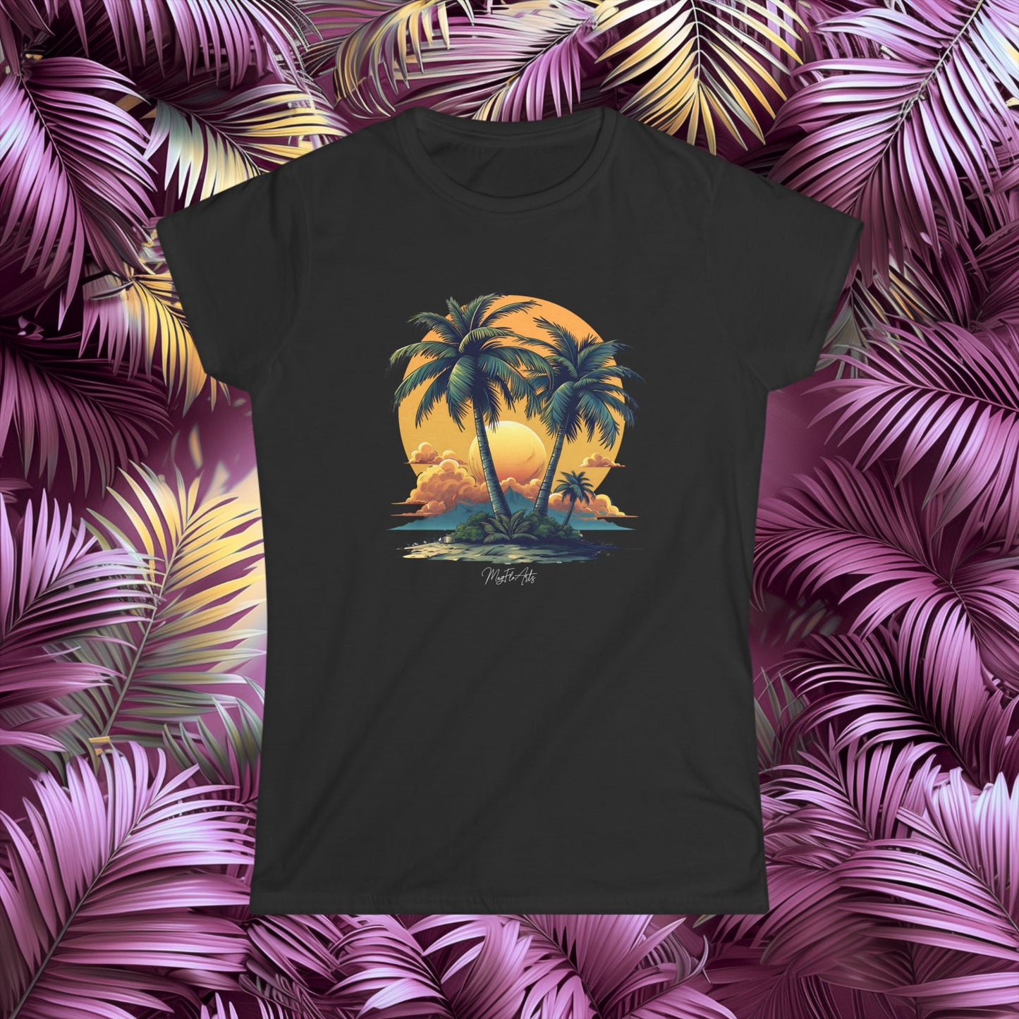 Palm Island Palms Sunset T-Shirt – Beach Paradise
