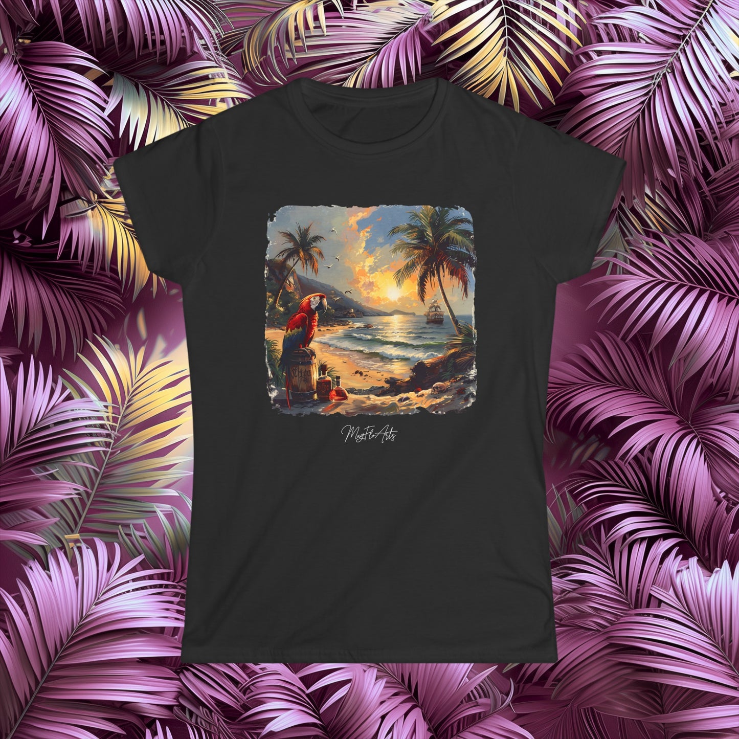 Parrot's Paradise Dusk - Parrots Pirates Caribbean