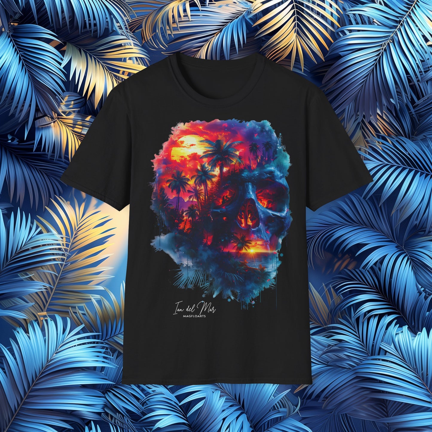 Skull Palm Marine Sunset T-Shirt – Beach Paradise