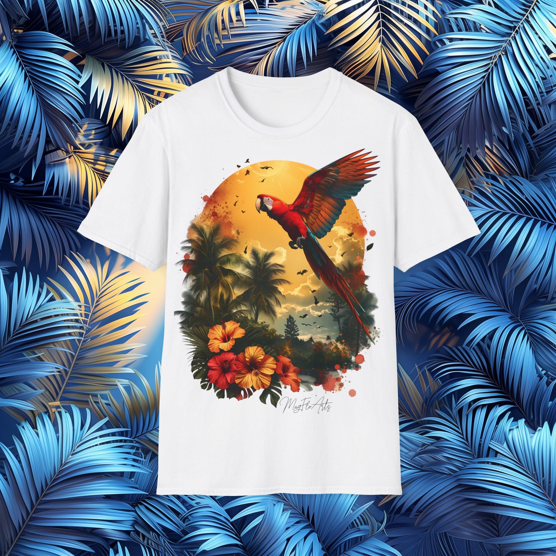 Tropical Flight T-Shirt Parrots Pirates Caribbean
